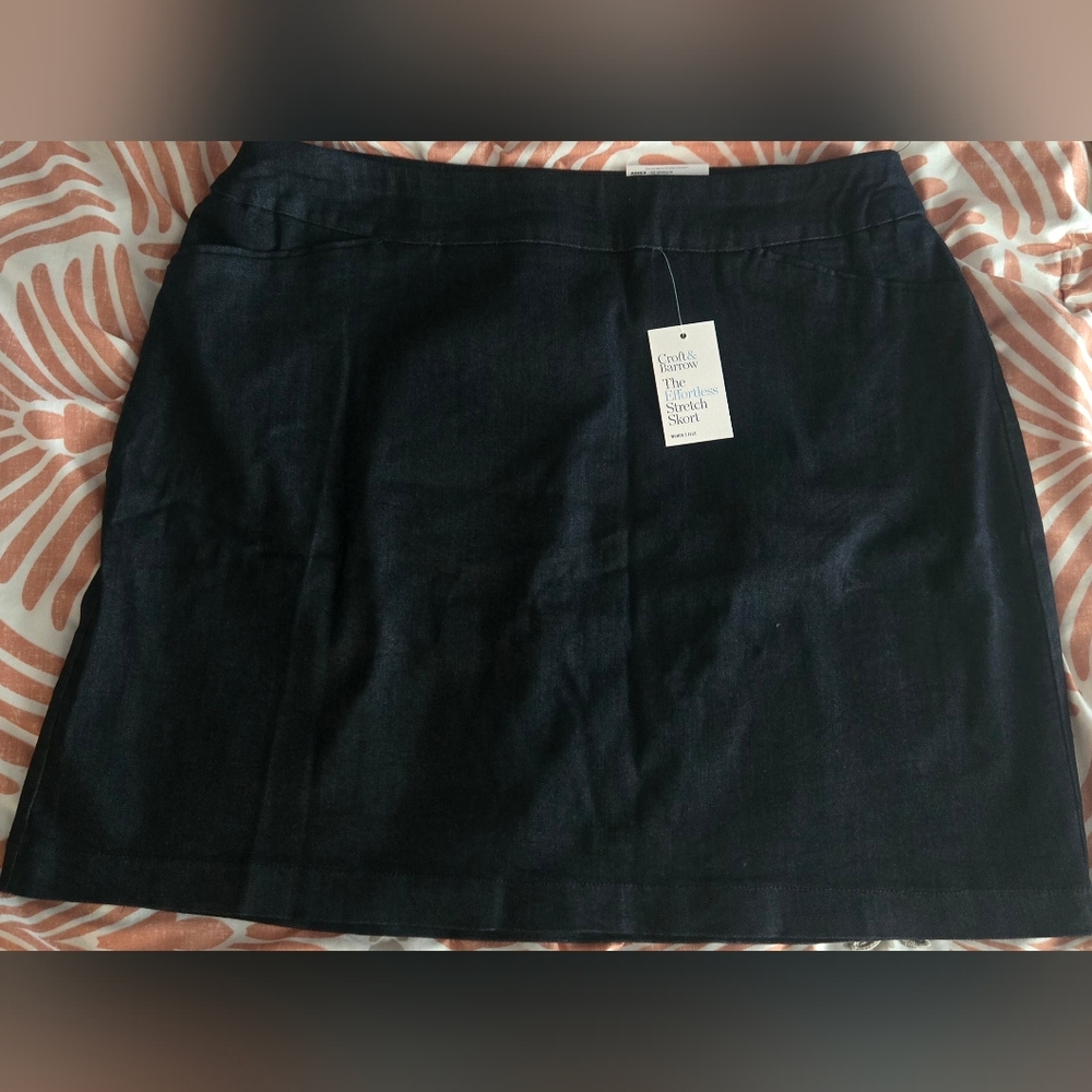 croft & barrow Denim Blue Stretch Midi Skort